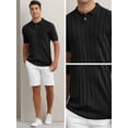 thumbnail image 3 of DARING DIVA Men's Short Sleeve Button Regular Fit Knit Texture Polo Shirt XXL Black, 3 of 5