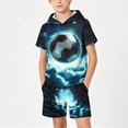 thumbnail image 5 of Atogsazn Kids Boys Summer Clothes Set Childrens Printed Short Sleeve Hooded Shirts & Shorts Outfit Hoodies Light Blue 11-12 Years Fashion, 5 of 7