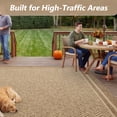 thumbnail image 3 of SIXHOME Outdoor Rugs 6'x9', Farmhouse Bordered Patio Rug, Indoor Outdoor Polypropylene Weave Textured Carpet, Water-Resistant, Quick-Dry Rug for Porch, Balcony, RV, Garden, Neutral Brown, 3 of 8
