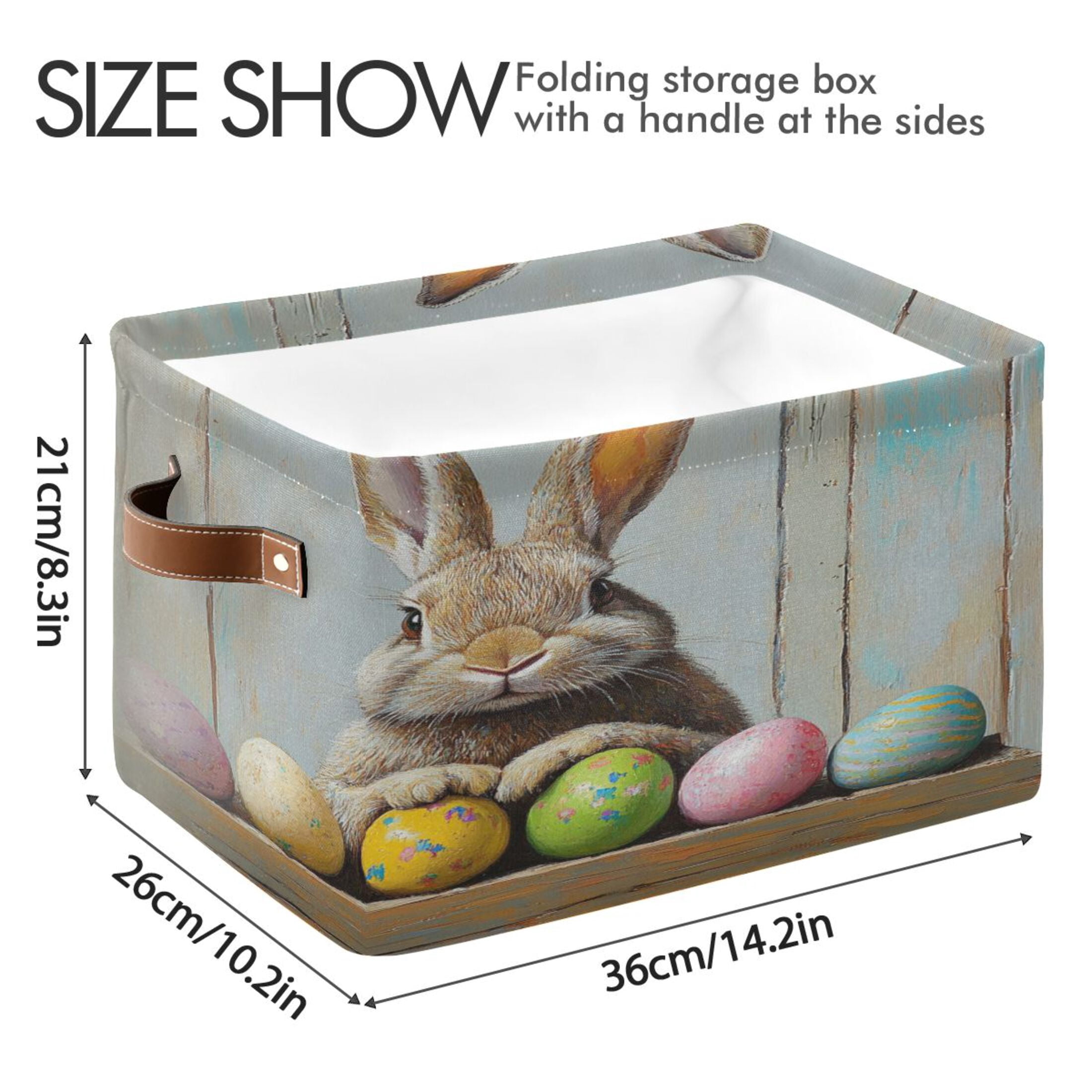 Square Storage Basket 14.2*10.2*8.3 Inch One Sizex2 Shelf Basket Open Home Storage Bins Bedroom Storage Basket Closet Storage Stylish Decor Cute Easter Brown Bunny