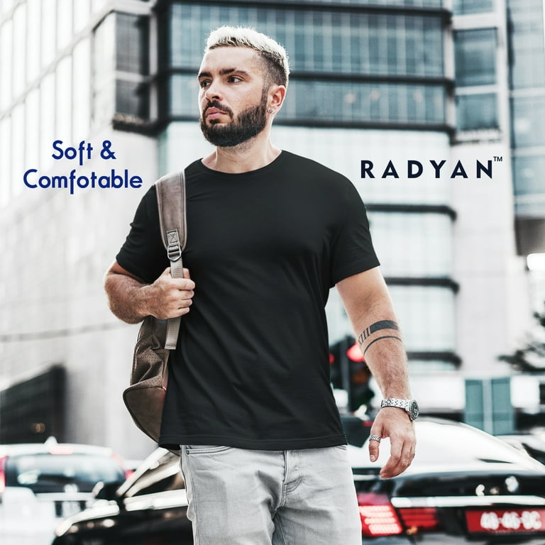RADYAN Men's Plain Single Pack Ultra Cotton Soft Cool Short Sleeve Round  Neck Adult White Solid T Shirt 