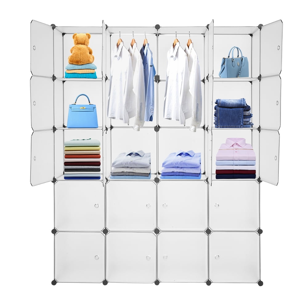 16-Cube DIY Plastic Closet Cabinet, Urhomepro Cube Storage Organizer, Separate Storages Plastic Storage Drawers, Modular Book Shelf Cube Shelf