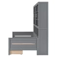 thumbnail image 6 of Euroco Wood Twin Size Platform Bed with Drawers, Captain Bed with Glass-Door Cabinets and LED Light, Gray, 6 of 18