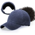thumbnail image 2 of Backless Ponytail Baseball Caps for Women Curly Hair Hats Adjustable Cotton Sun Visor Cap Messy Bun Ponytail Cap, 2 of 4