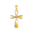 thumbnail image 1 of 14k Two-Toned Yellow and White Gold Textured Cross Pendant, 1 of 2