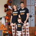 thumbnail image 6 of PatPat Halloween Pajamas Family Mtaching Letter Print Shirt Plaid Pants Pajamas Sets for Kids Girls Boys Girls Boys, Black, 3-4 Years, 6 of 9