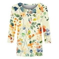 thumbnail image 5 of CYMMPU Blouses for Women Dressy Casual T-Shirts 3/4 Sleeve Round Neck Floral Printed Loose Fit Fall Fashion Shirts Spring Tops Lightweight Basic T-Shirts S, 5 of 5