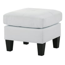 Passion Furniture Newbury White Faux Leather Upholstered Ottoman