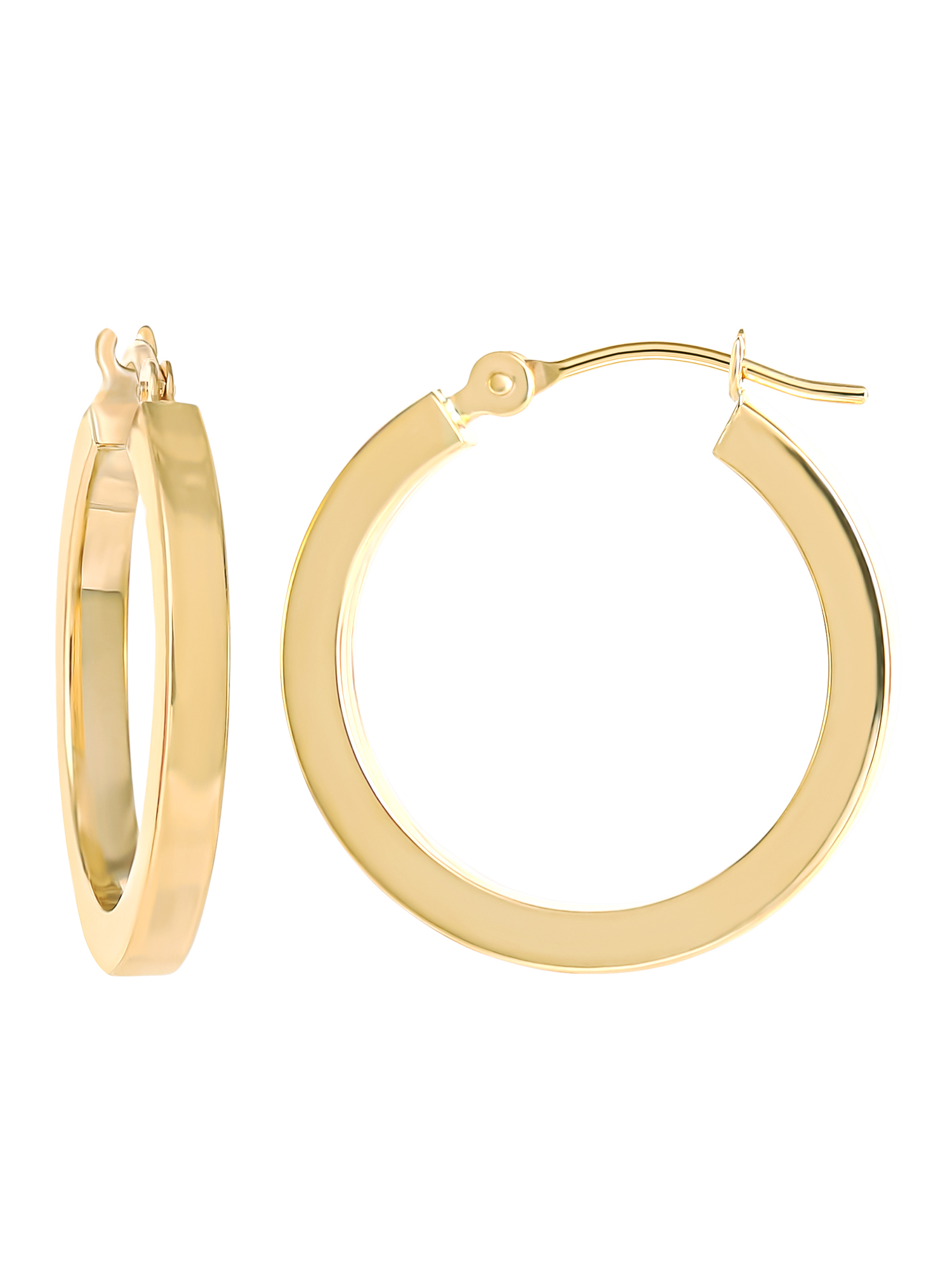 Brilliance Fine Jewelry Women’s 14K Yellow Gold Square Tube Hoop Earrings