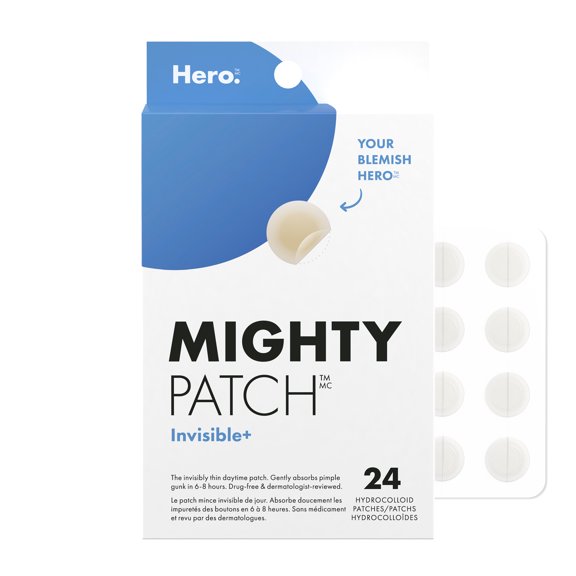 Hero Cosmetics Mighty Patch Invisible+ – Patchs Hydrocolloïdes Presque Invisibles pour les Boutons du Visage, Traitement de l'Acné de Jour pour Peau Sensible