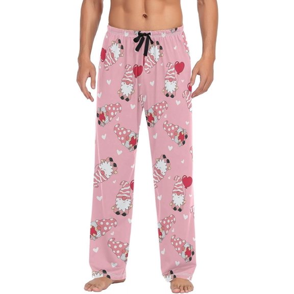 Valentine Gnomes Men's Pajama Pants, Soft and Comfortable Lounge Sleep Bottoms with Pockets, Men's Sleepwear with Custom Print, Large