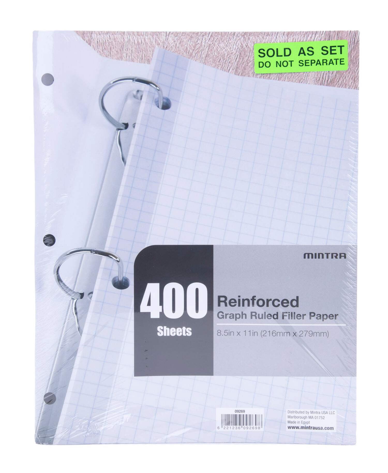 Reinforced Filler Paper (4 Pack) - Graph Ruled - 3hole punched and reinforced for ring binders