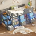 thumbnail image 5 of Low Loft Bed with Storage Stairs Drawers & Bookshelf, LED Metal Bed Frame with Charging Station and Under bed Storage Blue& Black, 5 of 11