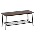 thumbnail image 7 of Zimtown 6-Piece Modern Dining Set for Home, Kitchen, Dining Room Table Set with Storage Racks, Rectangular Table, Bench, 4 Chairs, Steel Frame, Deep Elm Color, 7 of 7