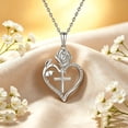 thumbnail image 5 of Heshpaws  925 Sterling Silver Cross Necklace, Rose Heart Pendant Necklaces for Women, Elegant Cross Chain Jewelry Gifts with Gift Box, Ideal Mother's Day Gifts for Women Mom, 5 of 6