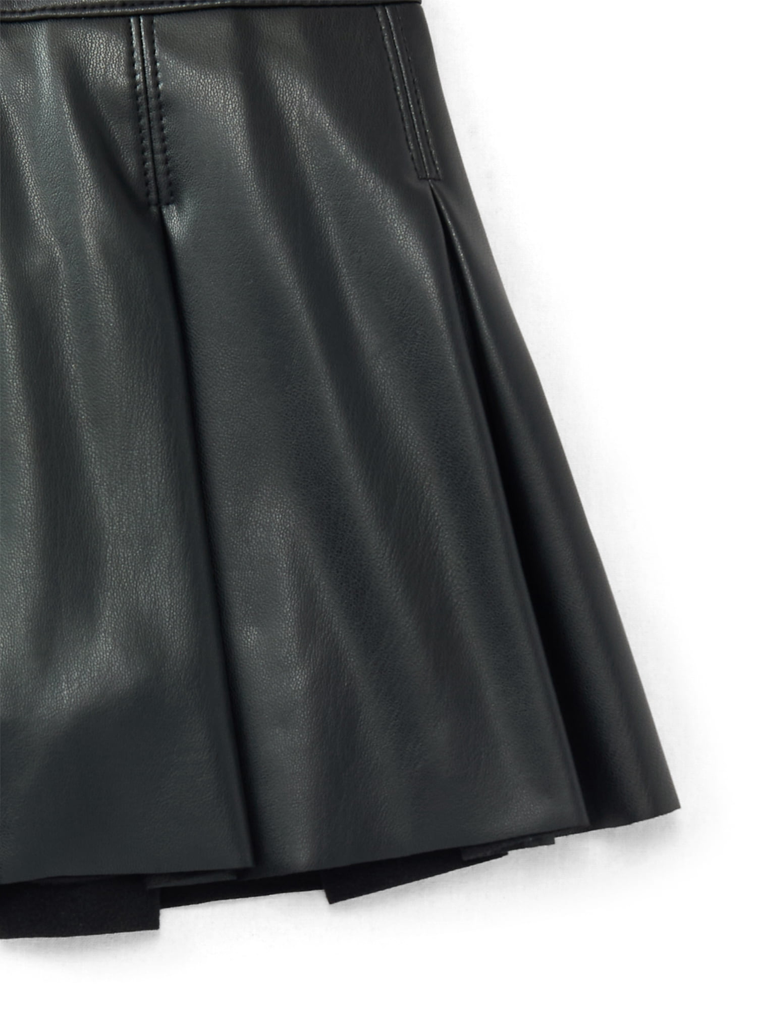 Wonder Nation Toddler Girls Pleated Faux Leather Skirt, Sizes 12M-5T