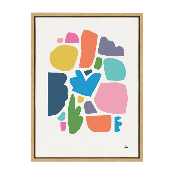 Kate and Laurel Sylvie Summer Love Songs Framed Canvas Wall Art by Kelly Knaga 18x24 Natural Decorative Abstract Art for Wall