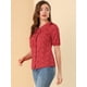 thumbnail image 4 of INSPIRE CHIC Blusa con cuello de mu?eca y cuello de lazo con mangas abullonadas con estampado de corazón para mujer rojo S, 4 of 6
