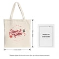 thumbnail image 3 of Stylish Canvas Tote Bag with ' clappy & tytes ' in pink floral accents on a light beige background perfect for shopping and travel, 3 of 4