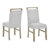Roundhill Furniture ZelalleUpholstered Dining Chairs,Light Gray Fabric with Rubberwood Legs,Set of 2