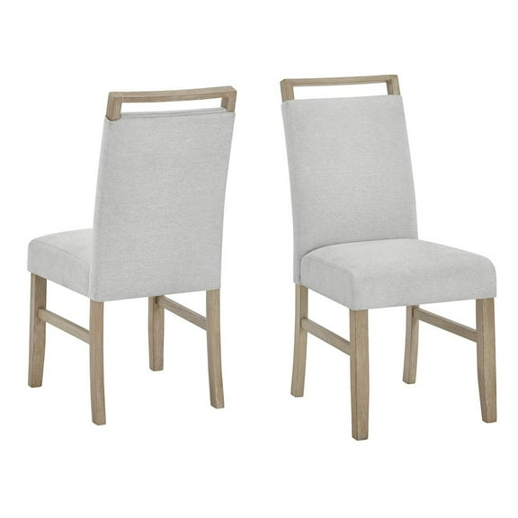 Roundhill Furniture ZelalleUpholstered Dining Chairs,Light Gray Fabric with Rubberwood Legs,Set of 2