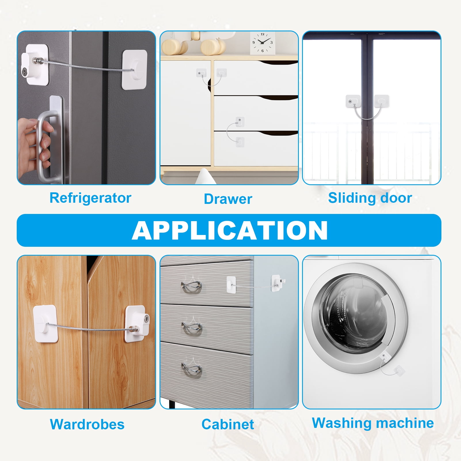 Topekada 5 Pack Refrigerator Door Lock With Keys, Freezer Lock Cabinets Lock for Toddler, Child, Adult, Multi Purpose Baby Kid Safety Deep Freezer Fridge Lock With A Key(White)