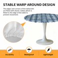 thumbnail image 2 of Elastic Fitted Round Tablecloth, Blue Plaid Waterproof Stretch Table Cover for 45"-54" Tables, Modern Simple Watercolor Buffalo Lattice Washable Outdoor Tablecloths for Patio, Picnic, Camping, 2 of 9