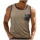 thumbnail image 2 of Camiseta de tirantes de cuello redondo para hombre, de verano, sin mangas, con cuello redondo, color block, bolsillo, de poliéster., 2 of 9