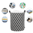 thumbnail image 4 of Caroeas 18.0-Inches Thicken Laundry Basket, Waterproof Large Laundry Basket Drawstring Closure, Collapsible Laundry Basket Soft Leather Handles, Laundry Hamper, Clothes Hamper (Grey Qua trefoil), 4 of 6