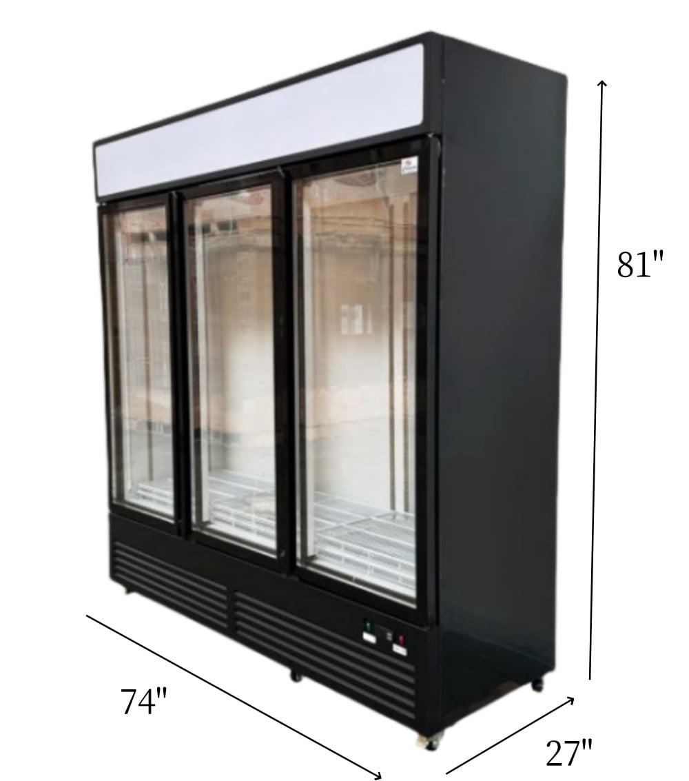 Cooler Depot NSF 74 in. Commercial Glass Door Merchandiser 49 Cu.Ft. 3-Door Refrigerator Energy Saving Cooler ETL