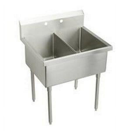 Elkay WNSF82300 Weldbilt 33 x 27-1/2 x 14 Double Scullery Sink, No Drainboard, No Holes, 14-Gauge Stainless