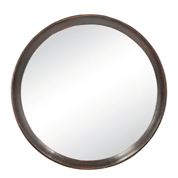 A&B Home Porthole Mango Wood Wall Mirror - 19.8" x 19.8" x 1.3" - Dark Brown