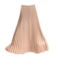thumbnail image 3 of JINMGG Womens Plus Size Clearance $5 Womens Solid Pleated Elegant Midi Elastic Waist Maxi Skirt Pink Free Size, 3 of 6