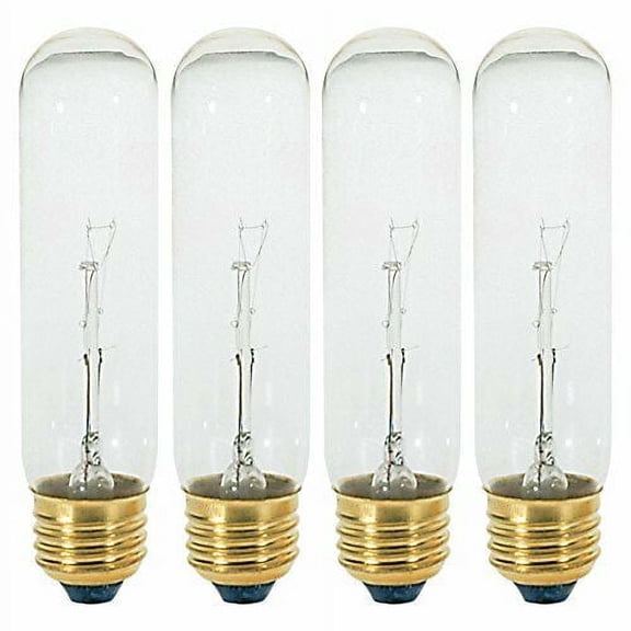 Pack of 4 - 40 Watt T10 Clear Tubular Light Bulbs - 40T10/CL- (E26) Base