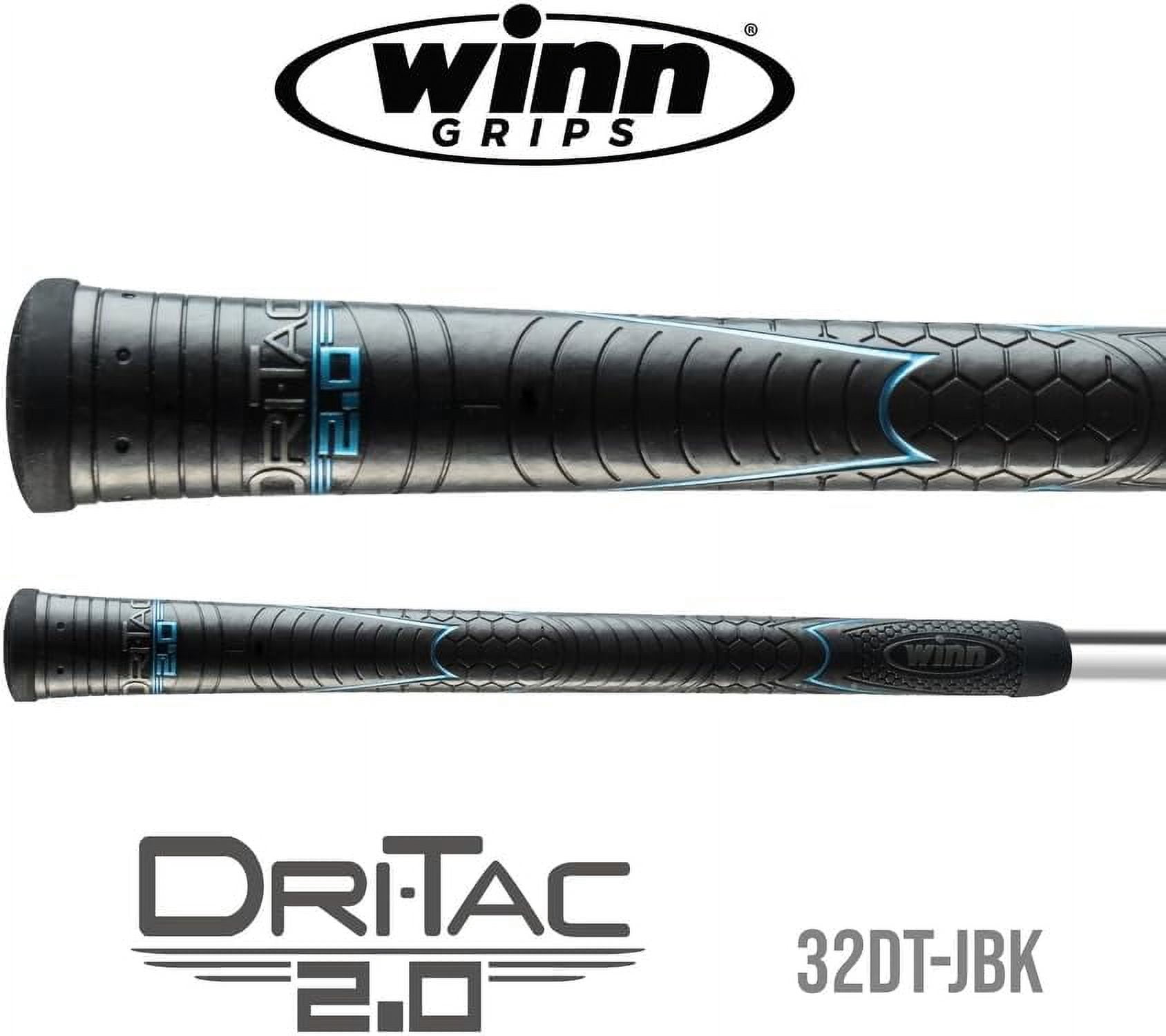 Winn Grips 62DT-JBK Dri-Tac 2.0 series Advance Polymer Technology, 13 Piece Golf Grip Bundle-Midsize (+1/16""), Jet Black-Blue