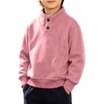 thumbnail image 3 of akafmk Boys Mockneck Sweatshirts Long Sleeve Pullover Sweatshirt Button Stand Collar Ribbed Cuffs Casual Tops Kids Fall Winter Clothes, Size 5-6 Years, 3 of 7