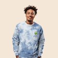 thumbnail image 4 of Dalix Alien Embroidered Fleece Tie Dye Wash Long Sleeve Crewneck Sweatshirt Mens in Tie Dye Blue XL X-Large, 4 of 5