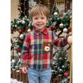 thumbnail image 3 of RUINIXCW Toddler Baby Boy Christmas Plaid Shirts Outfit Infant Baby Boys Fall Winter Gingham Shirt Long Sleeve Lapel Button Down Santa Chest Pocket Shirt Tops, 3 of 10