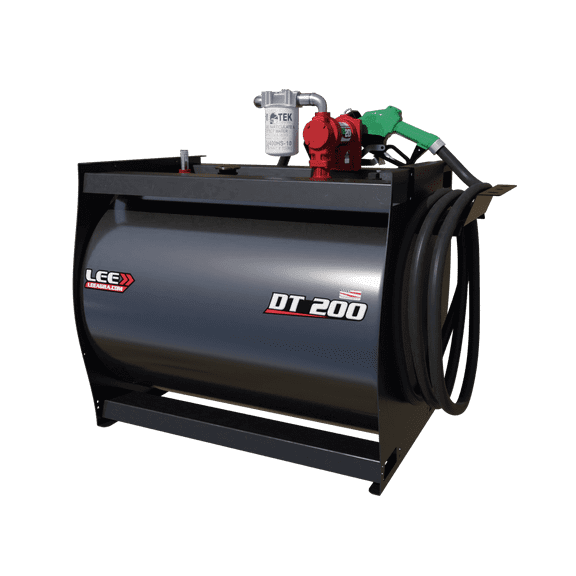 LEE DT 200 Diesel Fuel Transfer Tank, 200-Gallon Heavy-Duty Steel, Low Profile Portable Auxiliary Storage, Truck Bed Tank with High-Flow 15GPM Electric Pump, Gray