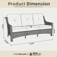 thumbnail image 7 of Ovios Outdoor Patio Sofa 3-Seater with Cushions All-Weather Wicker Rattan Couch for Garden, Porch, or Backyard, 7 of 7