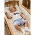 thumbnail image 6 of BemeyourBBs Toddler Baby Boy Back to School Outfit Kids Kindergarten Outfits Baby Boys Summer Clothes Short Sleeve Pencil in Truck Embroidery T Shirt Tops and Elastic Waist Plaid Shorts Set, 6 of 9