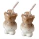 thumbnail image 1 of Taza de café con forma de oso de dibujos animados de 320 ml (2 unidades), taza de cristal con pajita, innovadora y transparente, ideal para leche, café o agua. Incluye 2 tazas con forma de, 1 of 9