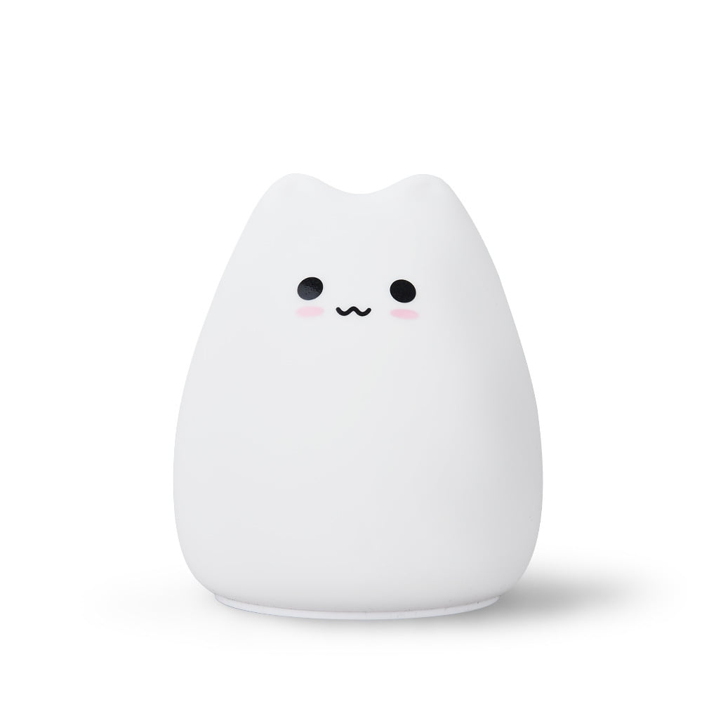 Kawaii Cat LED Baby Kids USB Night Light Soft Silicone Tap Control Nursery Lamp 