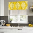 thumbnail image 4 of Baroque Yellow Curtain Valances for Windows, Kitchen Valance Window Treatments Panel 2 Pack, Vintage Damask Classic Floral Rod Pocket Short Curtains for Bathroom Bedroom 42 x 18 Inch, 4 of 8
