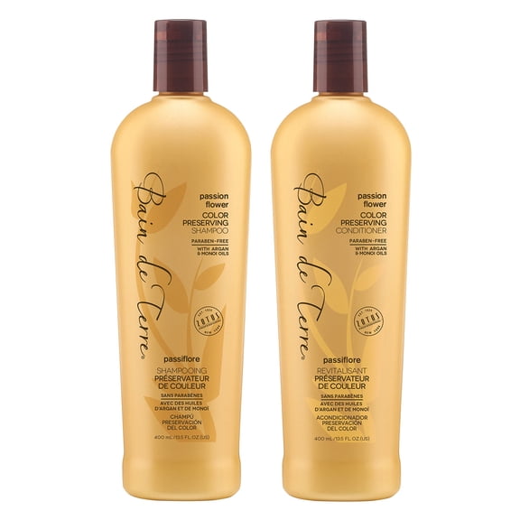 Bain de Terre Color Preserving Shampoo and Conditioner Set | Passion Flower | Protects & Maintains Color-Treated Hair | Paraben Free | Color-Safe | 13.5 Fl Oz | Packaging May Vary