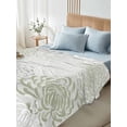 thumbnail image 4 of Sage Green White Full Size Flat Sheet, Wrinkleproof & Fadeproof Cooling Flat Bed Sheet Only, Abstract Grey Chrysanthemum Flower Breathable Soft Bedding Top Sheets 81 x 96 Inches, 4 of 8