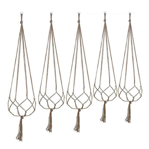 colgadores de plantas, soporte para flores, tejido natural, cuerda de cáñamo, red para macetas, cesta colgante, bolsa de red, 105 cm