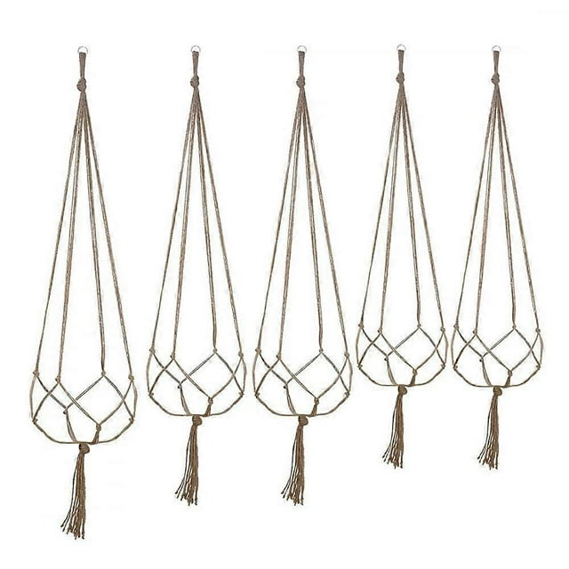 colgadores de plantas, soporte para flores, tejido natural, cuerda de cáñamo, red para macetas, cesta colgante, bolsa de red, 105 cm