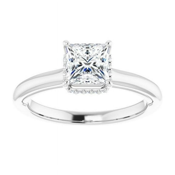 Dash Jewel Princess Cut 1.8 Ct Lab Created Diamond Wedding Ring - Stamped 14k Silver Diamond Ring - Anniversary Rings - Hidden Halo Diamond Women's Ring - Dainty Sterling Silver Ring