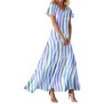 thumbnail image 1 of Vestido largo bohemio con cuello en V para mujer: ligero y fluido, de poliéster y spandex, ideal para vacaciones en la playa y reuniones informales., 1 of 5